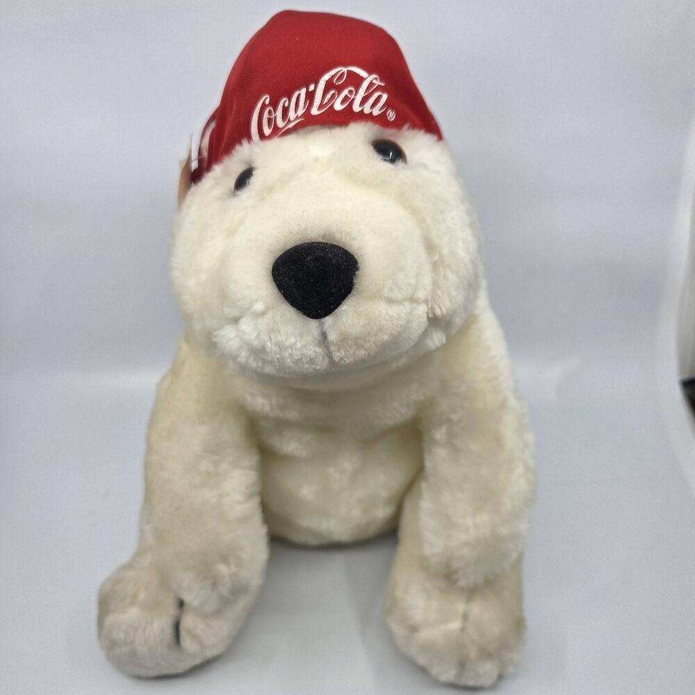 Vintage 1995 Coca Cola Coke Polar Bear Plush Creations by Dakin Red Hat Tags